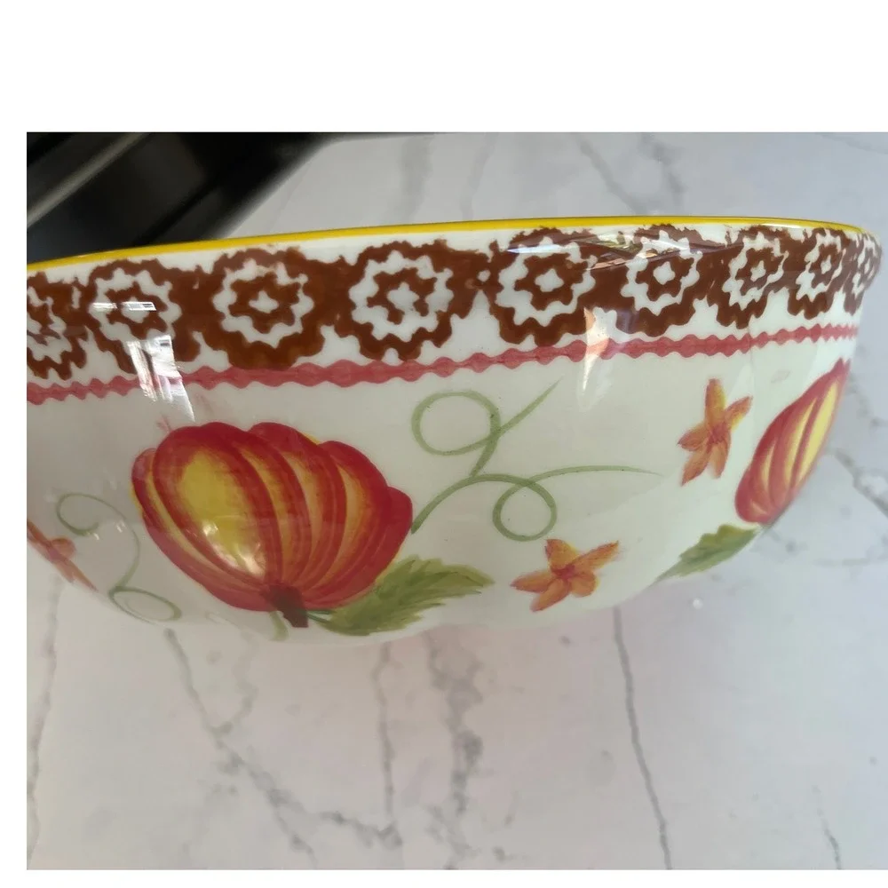 Temp-tations Old World Pumpkin Fluted Bundt Cake Pan Ceramic Baker with Lid